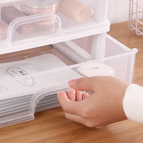 Makeup Organizer Box Cosmetic Drawer Transparent Table Drawer Dresser Cosmetic Box Skincare Shelf Jewelry Organizer