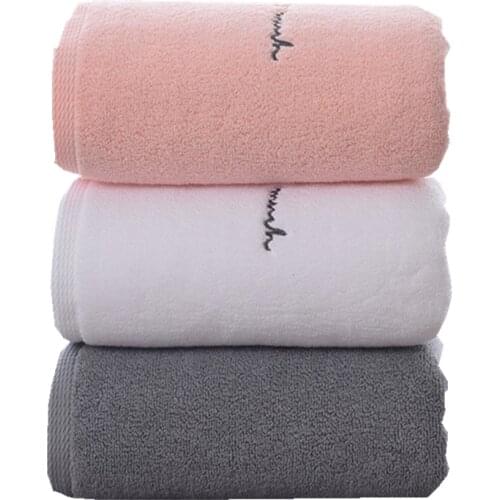 Pink Gray Embroidered Couple Towels cotton Bath face Towels Bathroom Travel Spa Wedding Lovers Gifts for Adult Woman Men Towels