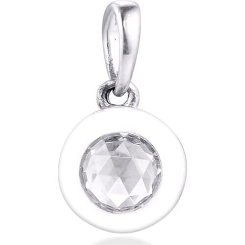 Fits for Pandora Charms Bracelets 100% 925 Sterling-Silver-Jewelry Radiant Signature Beads with Clear CZ Free Shipping