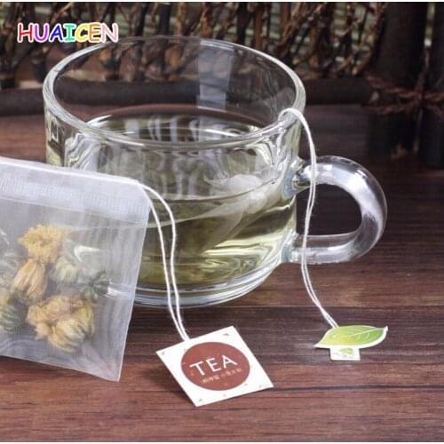 High Quality Empty Nylon Tea Bags Transparent Teabags with String Filter Tea Bag Tag Stickers 20pcs/lot