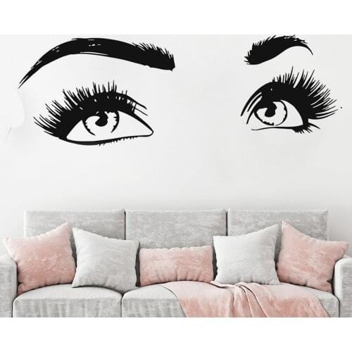 Eyelashes wall sticker room decoration Vinyl eyelash Lashes wall Decal Make Up women Beauty Salon Decal Customized Decals HY37