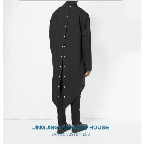 S-6XL!!Fashionable male European and American men loose shirt long casual shirt thin trench coat