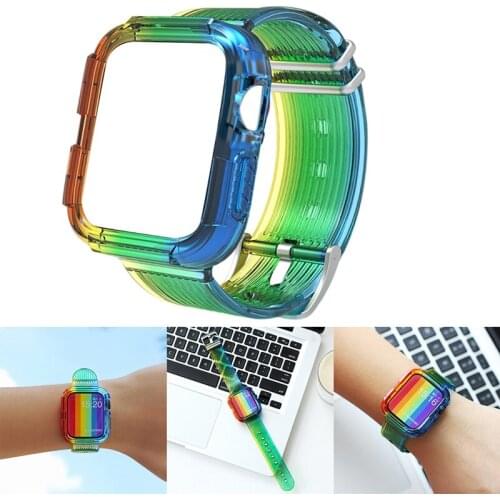 Silica Gel for Apple Watch 6 5 4 3 2 1 SE IWatch Rainbow Wristband