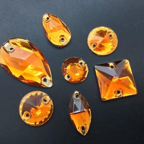 TopStone Hyacinth Orange Mix Sizes Shapes Resin Sew On Rhinestone Flat back Acrylic Gems Strass Crystal and Stones For Dress