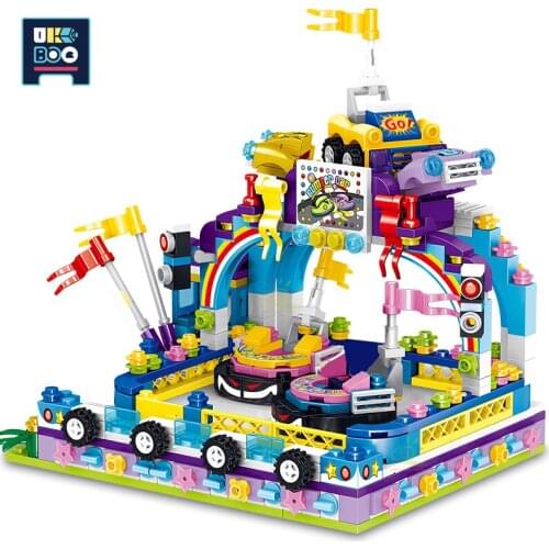 UKBOO Outdoor Playground dodgem cars Mini City Game Model Building Blocks Micro Street View Architecture Bricks Toys For Child