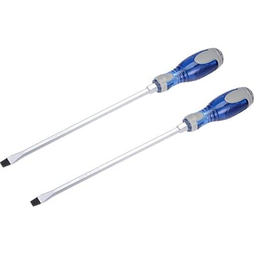 Uxcell 2 Pcs Slotted Magnetic Impact Screwdriver Hex Shaft Non Slip Blue+Gray Handle with Strike Cap for DIY Hand-Making