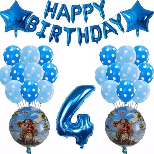 38pcs/Lot Moana Balloons 30inch Blue Number Balloon Supplies Cute Princess Moana Theme Birthday Party Decoration Kids Toys Gifts