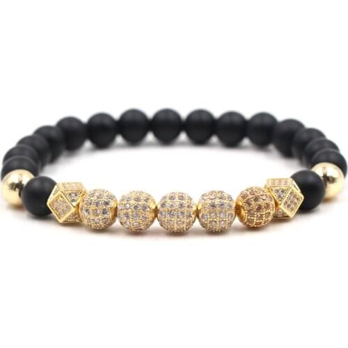 Fashion Luxury Zircon Disco Balls Bracelet for Women Men CZ Pave Natural Stone Beads Bracelets Handmade Jewelry