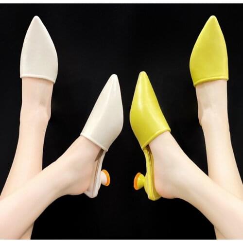 Womens Sandals 2021 Fashion Loafers Low Mid Heels 1.38 Inches Beautiful Mules Slippers（Size 34-40