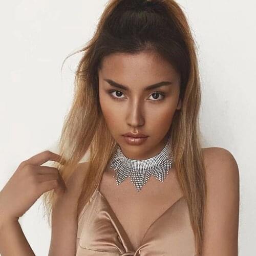 All Rhinestone chain Tassel Necklace womens Maxi Long Necklace Pendant Jewelry Bohemian Indian peoples Congress Necklace