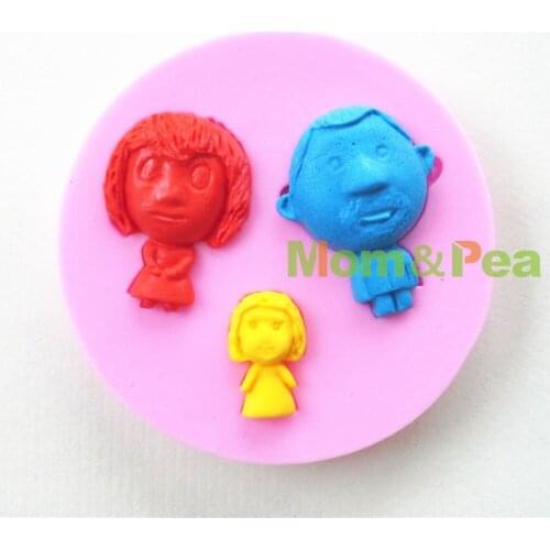 Mom&Pea 0668 Free Shipping A Family Shaped Silicone Mold Cake Decoration Fondant Cake 3D Mold