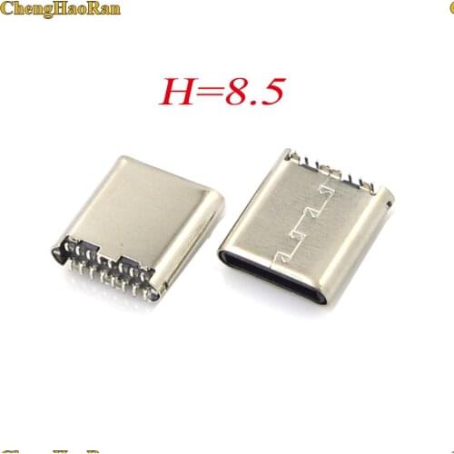 ChengHaoRan 1pcs 16pin USB power connector charging base port plug C type USB 3.1 connector type c male USB plug height 8.5mm