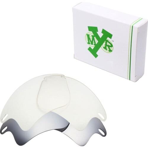 2 Pairs Mryok Replacement Lenses for Oakley Fast Jacket XL Sunglasses Silver Titanium & HD Clear