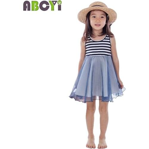 2016 New Summer Children Girl Dress 3~11 age striped colorful girls dresses baby kids party dress Vest Sundress Vestido Infantil