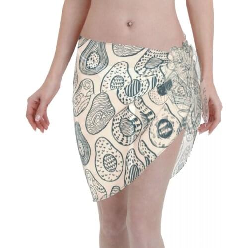 2021 Beach Bikini Cover Ups Wrap Skirt Avocado Pattern Women Bathing Suit Sexy Swimsuit Beachwear