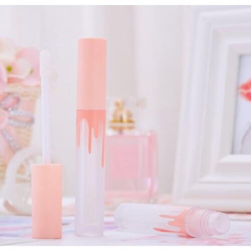 3ml Frosted Pink Lip Gloss Tubes Cosmetic Concealer Brush Containers Mini Empty Lip Glaze Packaging Box Lipgloss Wand Tubes