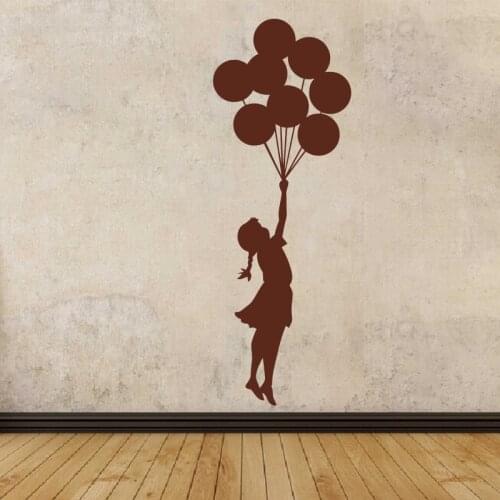Art Design Banksy Wall Sticker Flying Balloon Girl home decor Vinyl wall decal Self Adhesive Graffiti DIY home decoration