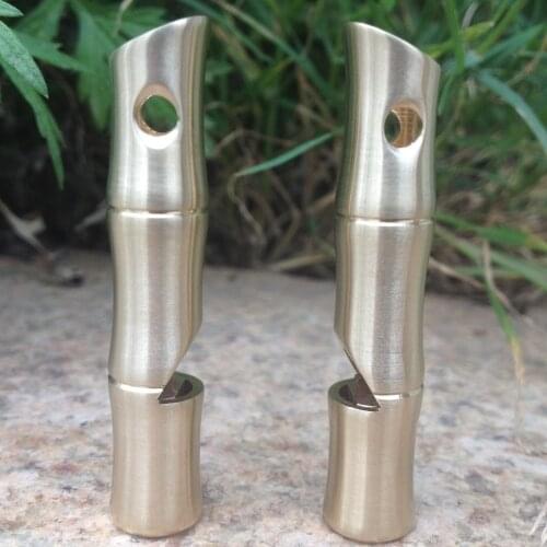 1PC Portable Mini Stainless Steel Brass Whistle Bamboo Shape Whistle Keychain Key Chain Ring Pendant Outdoor EDC Survival Tool