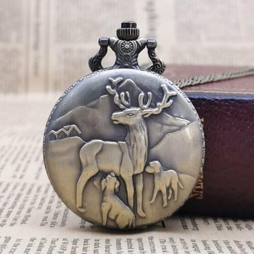 Heart Style Fob Watches Fashion Quartz Pocket Watch Vintage Necklace Pendant Clock Gift Bronze Pocket Watch Chain Necklace