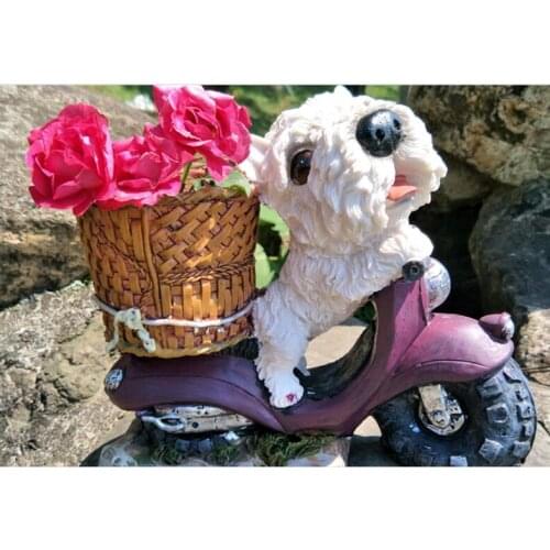Motorcycle dog flower pot creative animal zodiac dog flower garden furnishings animal crafts Home decoration crafts