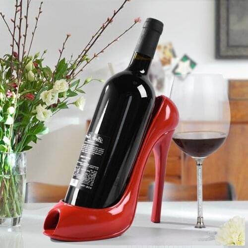 New High Heel Shoe Wine Bottle Holder Stylish Wine Rack Gift Basket Accessories for Home Red Shoe Wine Rack Creative Bottle Hol