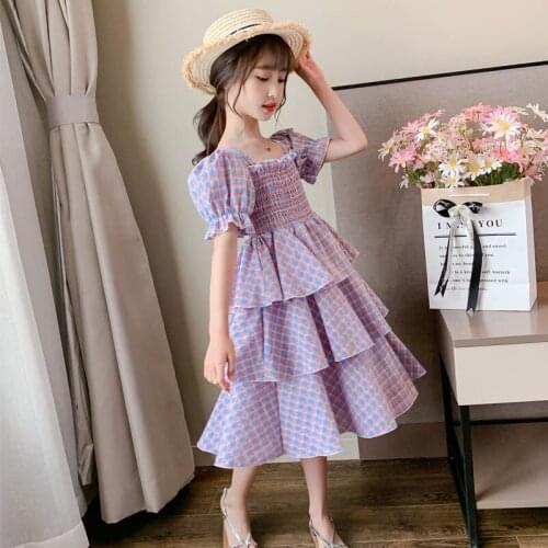 Kids Dresses for Girls Summer Teenager Party Costume Children Elegant Performance Clothes Girls Dresses 3-14Y Girls Casual Wear