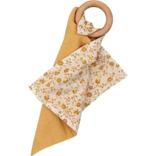 Baby Soothe Appease Towel with Wooden Teether Newborn Saliva Towel Sleeping Toy 97BC