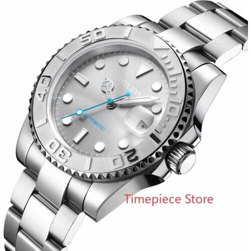 HQ 100m Waterproof 40mm Mens Yacht Style Watch Automatic MIYOTA Movement Sapphire Crystal Ceramic Bezel Insert Solid 316L SS