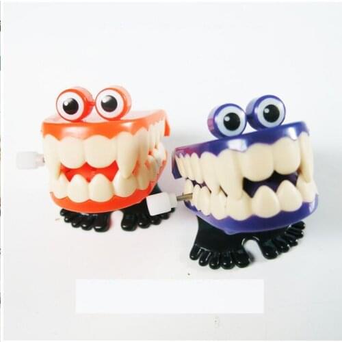 IWish 45mm Halloween Wind Up On The Chain Jump Ghost Teeth Jumping Tooth Gift Dental Model Toy For Children Toys All Saints' Day
