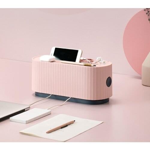 Cable Management Box with Phone Holder Stand Power Line Socket Strip Cover Charger Adapter Wires Hider Desktop Cord Organizer Ca
