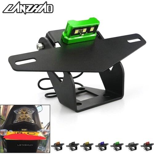 Motorcycle License Plate Frame Mount Holder Bracket With LED Light for Kawasaki Ninja 400 2017 2018 2019