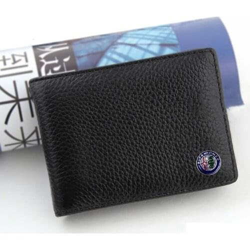 KUNBABY 1 Pcs Top Leather Car logo Bag Card Package Driver License Silver For Alfa Romeo Free Shipping