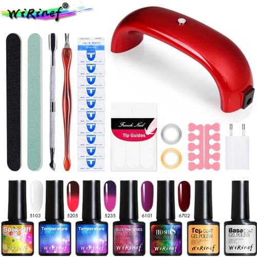 WiRinef Nail Dryer Set Nail Art Manicure UV Gel Manicure Kit 5 Colors Gel Polish &Base Top Coat Nail Tools Kits 28pcs