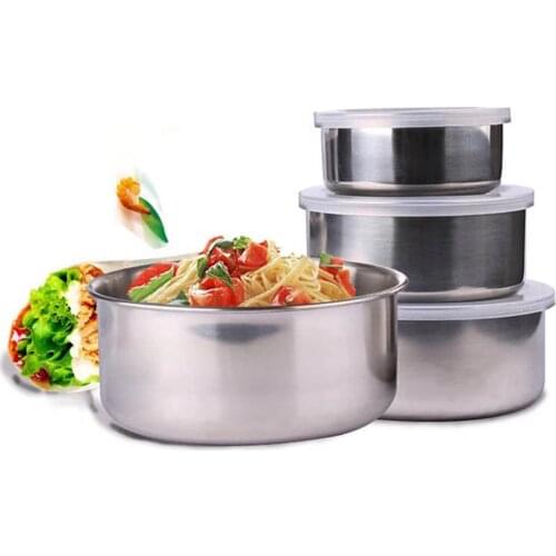 5Pcs Stainless Steel Mixing Bowls Nesting Whisking Bowls Set For Salad Cooking Baking Kitchen Food Container Storage with Covers