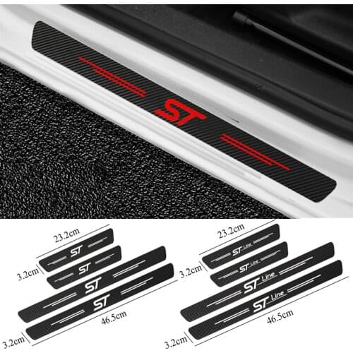 ST Line Carbon Fiber Door Sill Guards Sticker for Ford Fusion Ranger Focus 4 3 Mondeo Kuga Mustang Ka Ecosport Transit 2021 2020