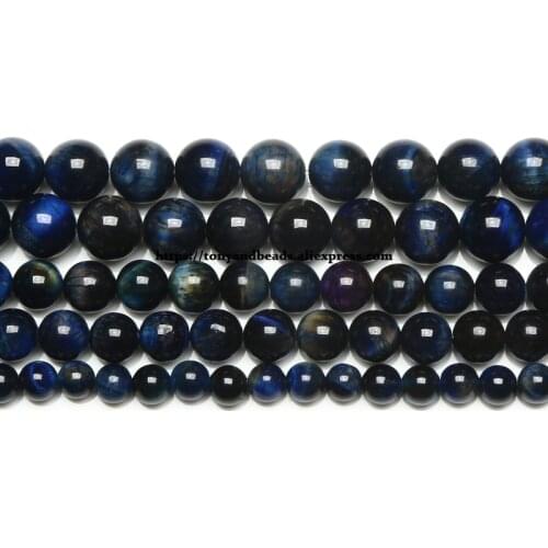 Natural B Quality Blue Lapis Lazuli Color Tiger Eye Stone Round Loose Beads 15" Strand 6 8 10 12MM For Jewelry