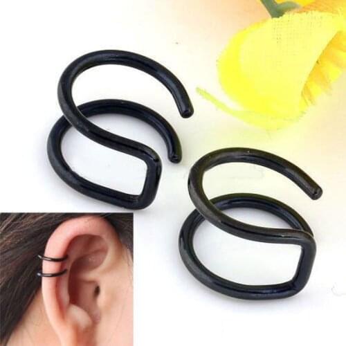 New 2 Pcs/set Punk Simple Clip-on Earrings Non-piercing Ear Clip Cuff Wrap Earrings for Women Fashion Jewelry Ear Cuff Eardrop