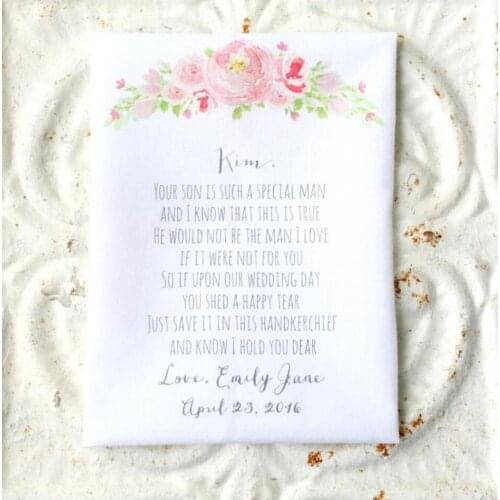 Personalise any quote mother IN LAW / father in law wedding handkerchief mother of the groom parents printed hankie cotton hanky