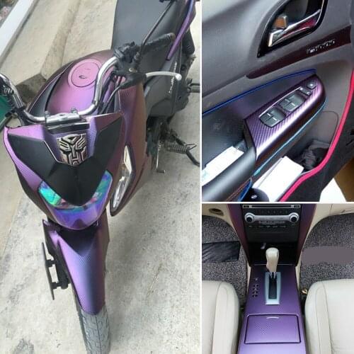 75cmX152cm 3D Carbon Fiber Chameleon Purple Blue PVC Vinyl Film Sheet Wrapping Car Interior Styling Color Change Films Sticker