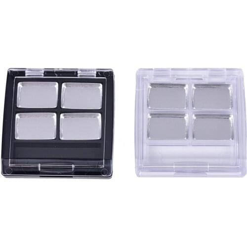 One Piece 4 Grids Eyeshadow Case Empty Cosmetic Blusher Compact Clear and Black Base 4 Palettes Pans Eye shadow Container