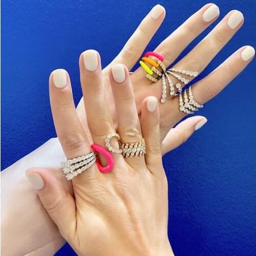 Rainbow Neon enamel finger ring for women 2020 Summer new open adjusted stacking band rings