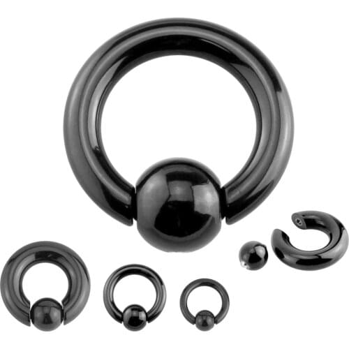 2 Lot Pair of Black Steel Eazy Captive Bead Ear Rings BCR Stud Piercing Jewelry 8gauge X 1/2"(12mm)