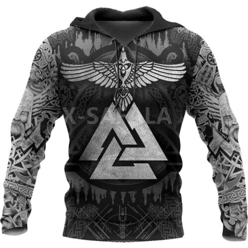 Vikings Huginn Raven symbol 3D Print Spring Autumn Hoodie Man Women Harajuku Outwear Zipper Pullover Sweatshirt Casual Unisex