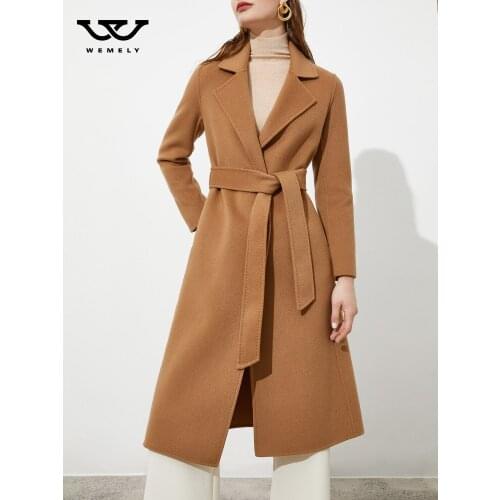 High-end camel double-sided cashmere coat womens medium and long 2021 new Hepburn wool coat autumn and winter
