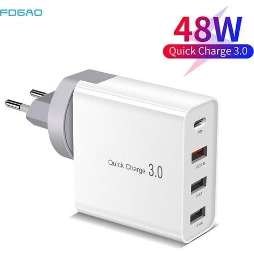 FDGAO 36W Quick Charge 3.0 USB PD Charger QC 3.0 Charger for iPhone 12 Mini Pro Max Type C Wall Phone Charger for Huawei Xiaomi