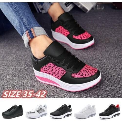 Women Fashion Breathable Pu Shake Shoes Casual Platform Fitness Shoes Jogging Walking Sneakers