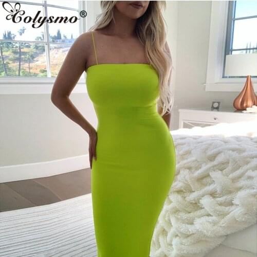 Colysmo Double Layers Summer Dress Women New Backless Sexy Bodycon Long Dress Woman Party Night Cotton Elegant Dress Lime