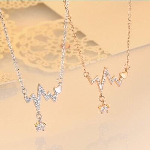 BUDROVKY S925 Sterling Silver Necklace Ladies Light Luxury Clavicle Chain Couple Fashion ECG Pendant Christmas Jewelry