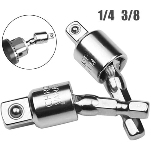 1pc Socket Adapter Shank Drill Bits 1/4" 3/8" Universal Joint Ratchet Extension Bar Socket Adapters Impact Driver Ratchet Tool