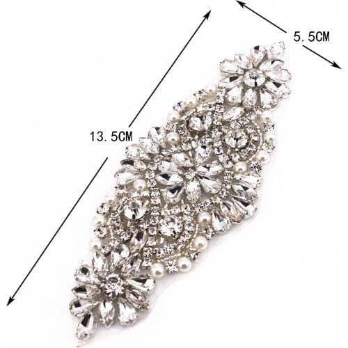 1 Pcs Handmade Iron On Patch Motif Applique Bridal DIY Rose Gold Crystal Rhinestones Appliques For Bridal Gown Sash Accessory